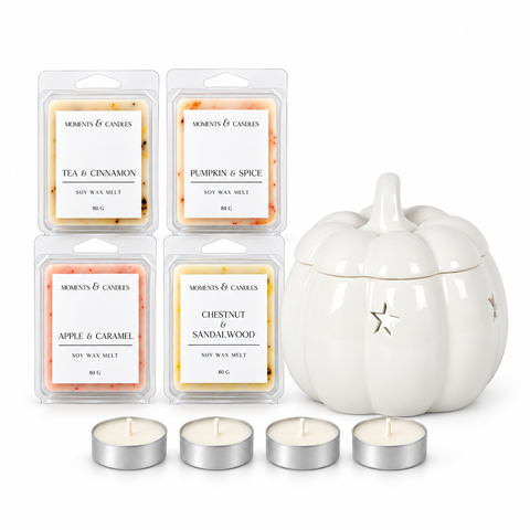 Pack Ritual de Otoño · Wax Melts y quemador blanco liso